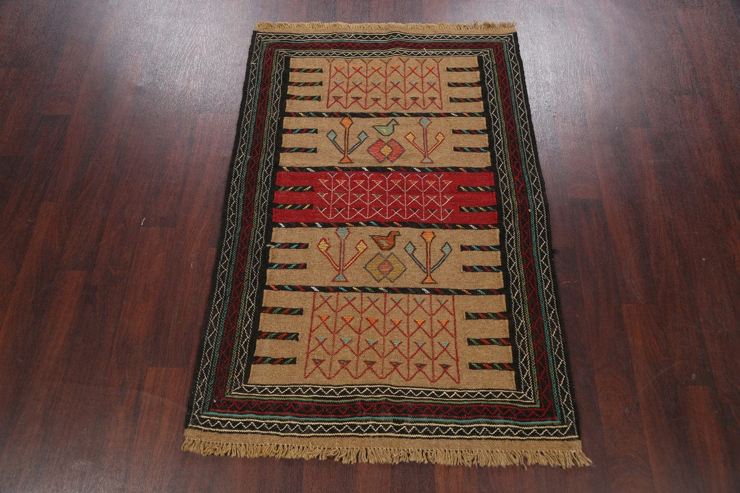 Tribal Sumak Kilim Hand-Woven Persian Area Rug 4x6