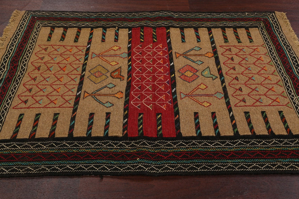 Tribal Sumak Kilim Hand-Woven Persian Area Rug 4x6