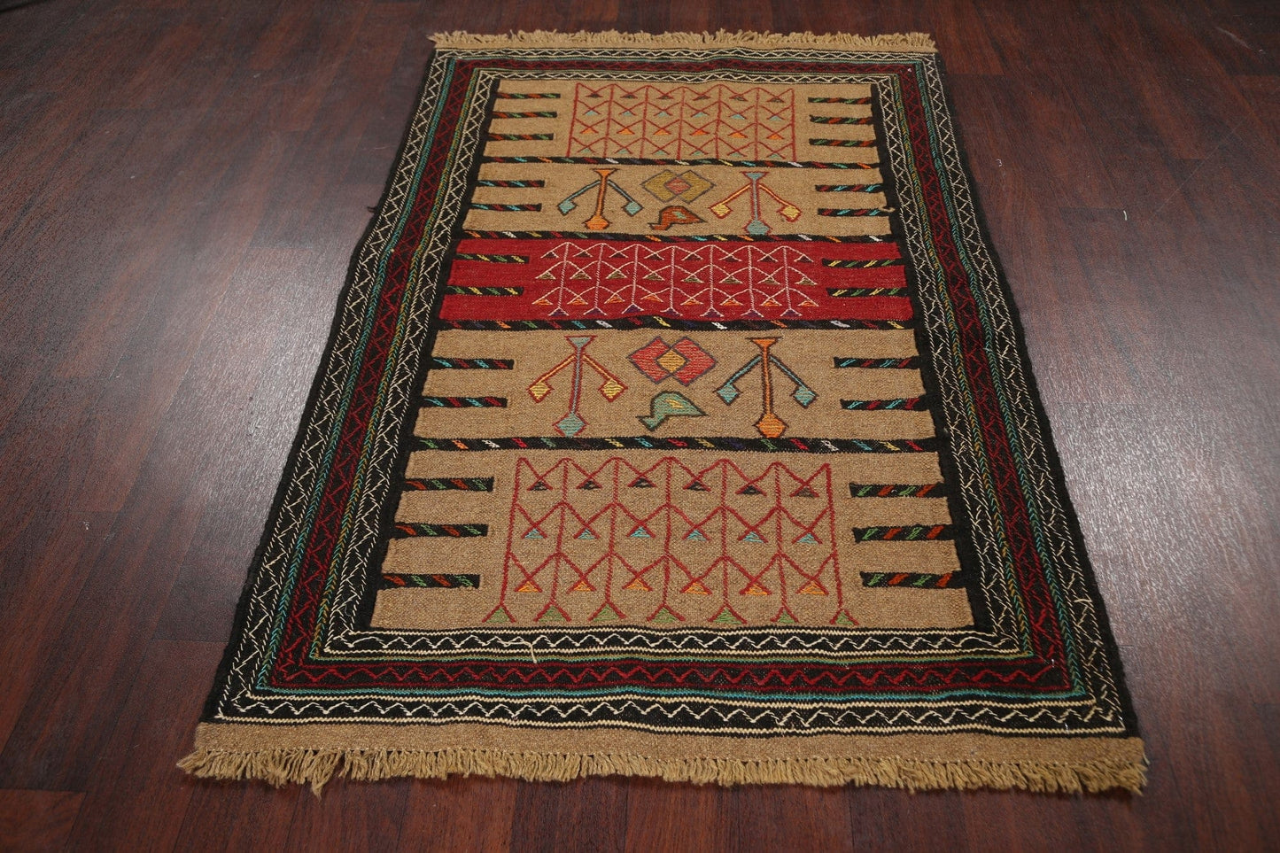 Tribal Sumak Kilim Hand-Woven Persian Area Rug 4x6