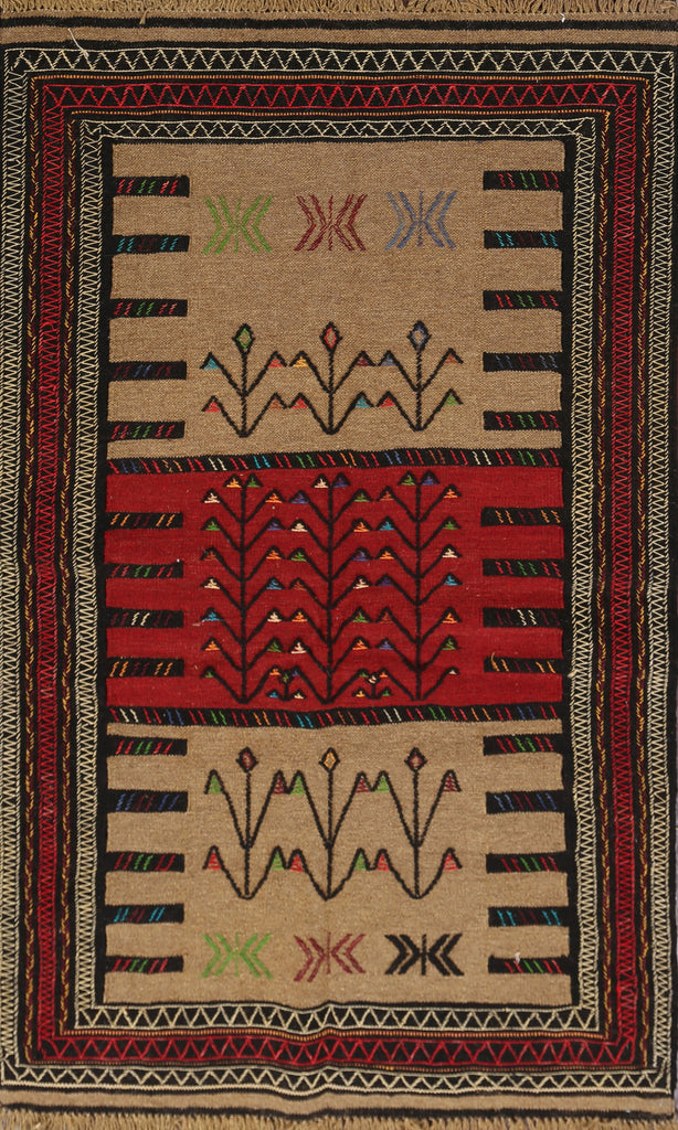 Tribal Sumak Kilim Hand-Woven Persian Area Rug 4x6