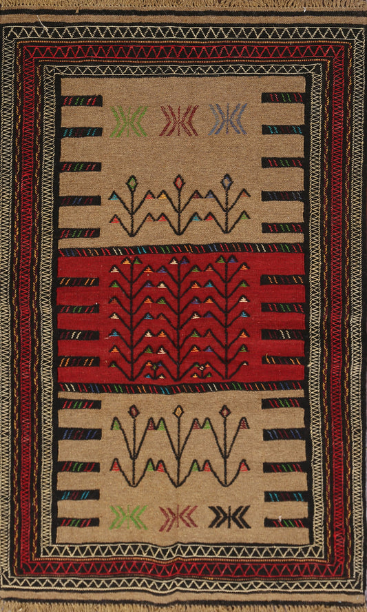 Tribal Sumak Kilim Hand-Woven Persian Area Rug 4x6