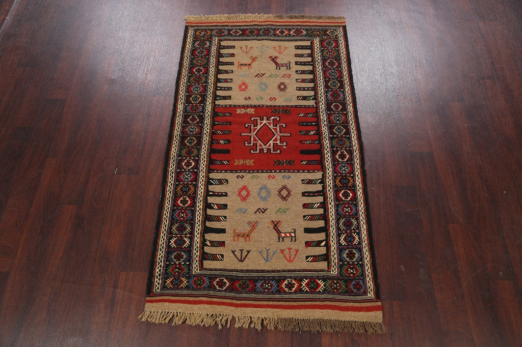 Tribal Sumak Kilim Hand-Woven Persian Area Rug 3x6