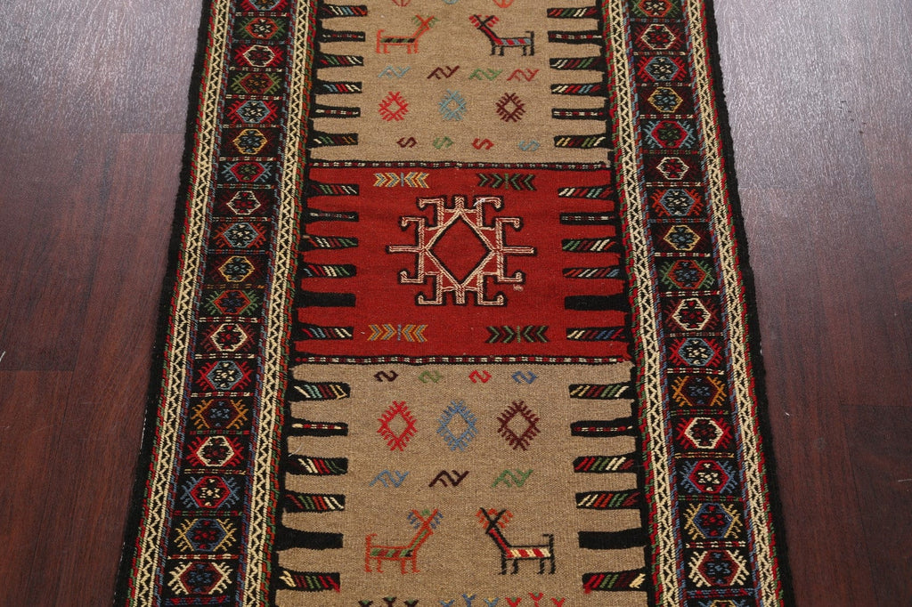 Tribal Sumak Kilim Hand-Woven Persian Area Rug 3x6