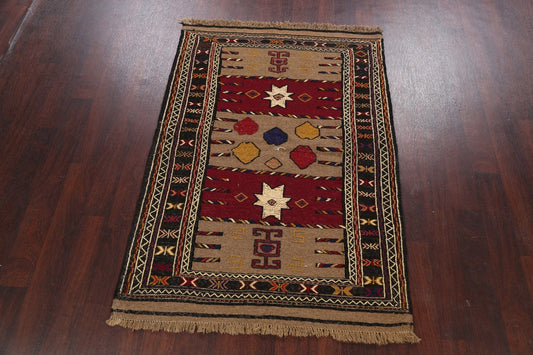 Tribal Geometric Sumak Kilim Hand-Woven Persian Area Rug 4x6