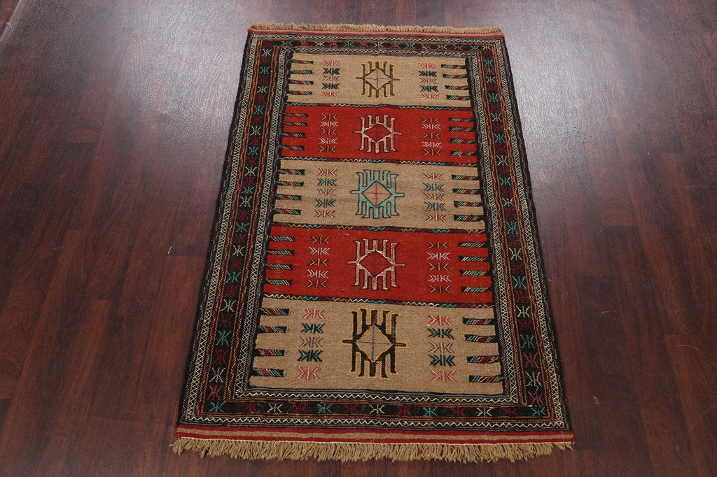 Tribal Sumak Kilim Hand-Woven Persian Area Rug 4x6