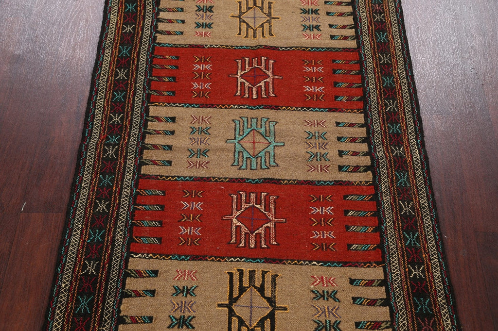 Tribal Sumak Kilim Hand-Woven Persian Area Rug 4x6