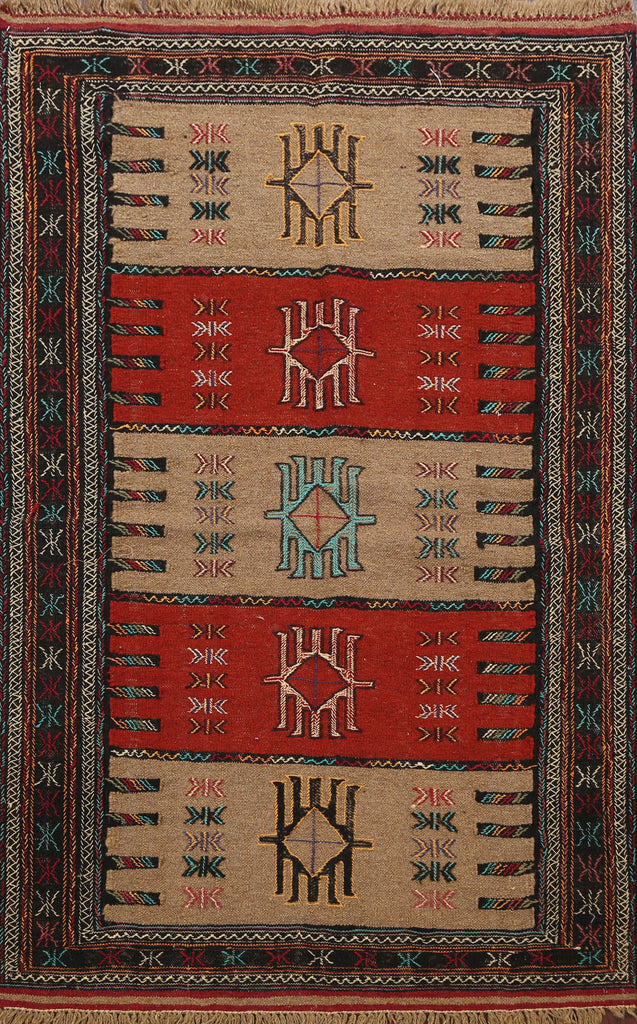 Tribal Sumak Kilim Hand-Woven Persian Area Rug 4x6