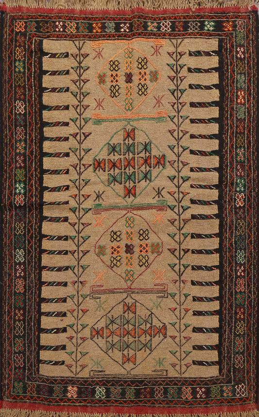 Tribal Geometric Kilim Hand-Woven Persian Area Rug 4x6