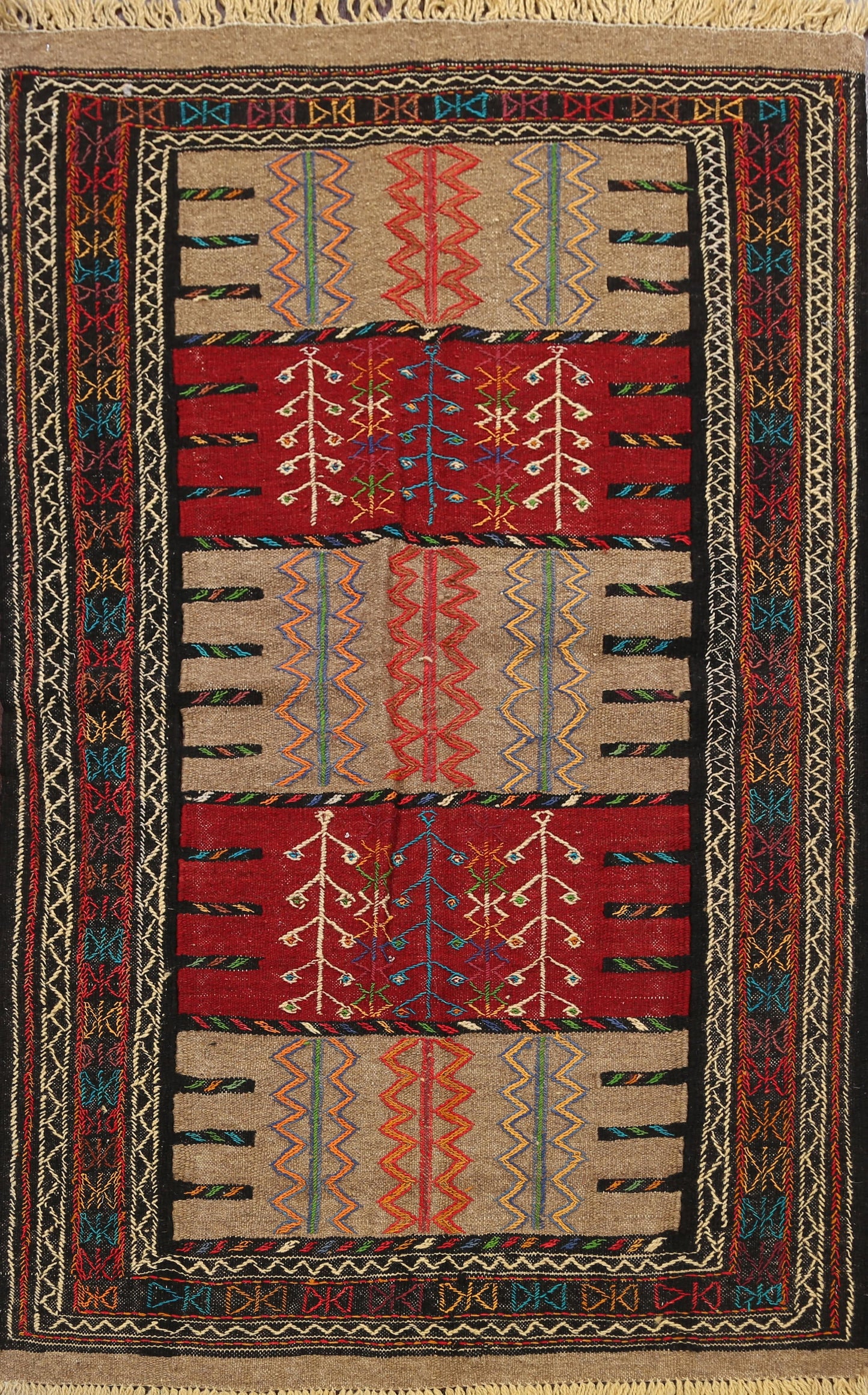 Tribal Sumak Kilim Hand-Woven Persian Area Rug 4x6