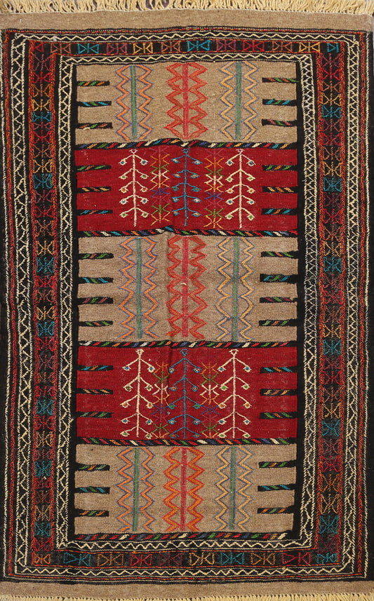 Tribal Sumak Kilim Hand-Woven Persian Area Rug 4x6