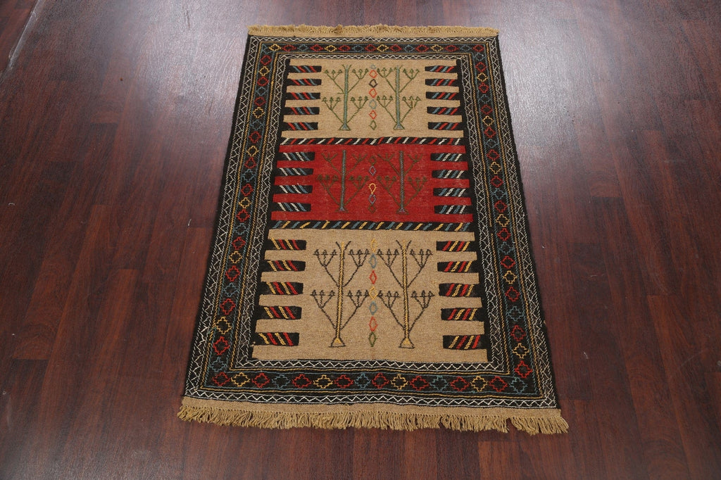 Tribal Geometric Sumak Kilim Hand-Woven Persian Area Rug 4x6