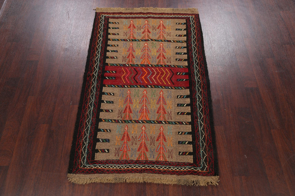 Tribal Sumak Kilim Hand-Woven Persian Area Rug 4x6