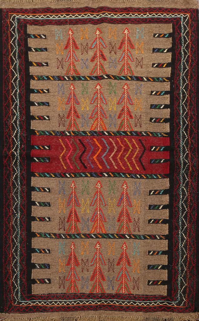 Tribal Sumak Kilim Hand-Woven Persian Area Rug 4x6