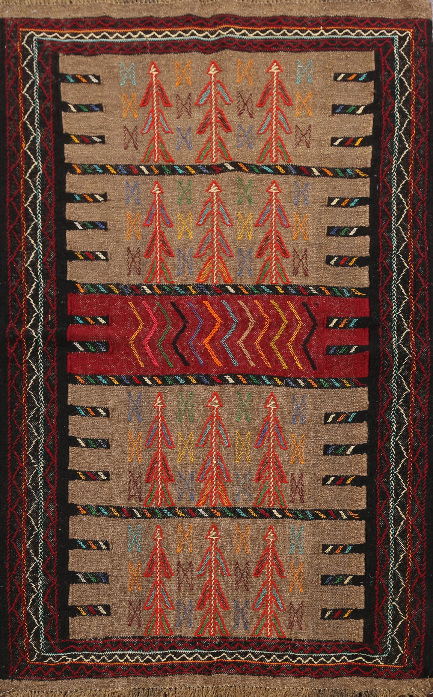 Tribal Sumak Kilim Hand-Woven Persian Area Rug 4x6