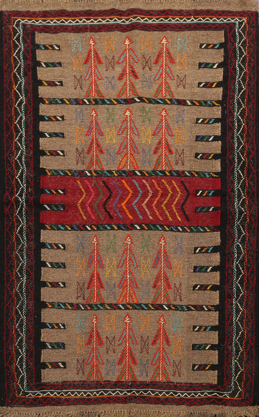 Tribal Sumak Kilim Hand-Woven Persian Area Rug 4x6