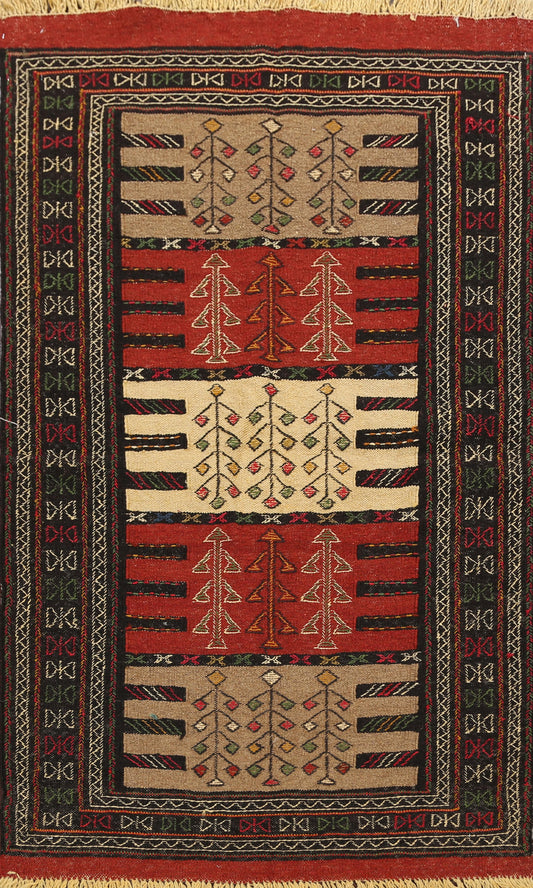 Tribal Sumak Kilim Hand-Woven Persian Area Rug 4x6