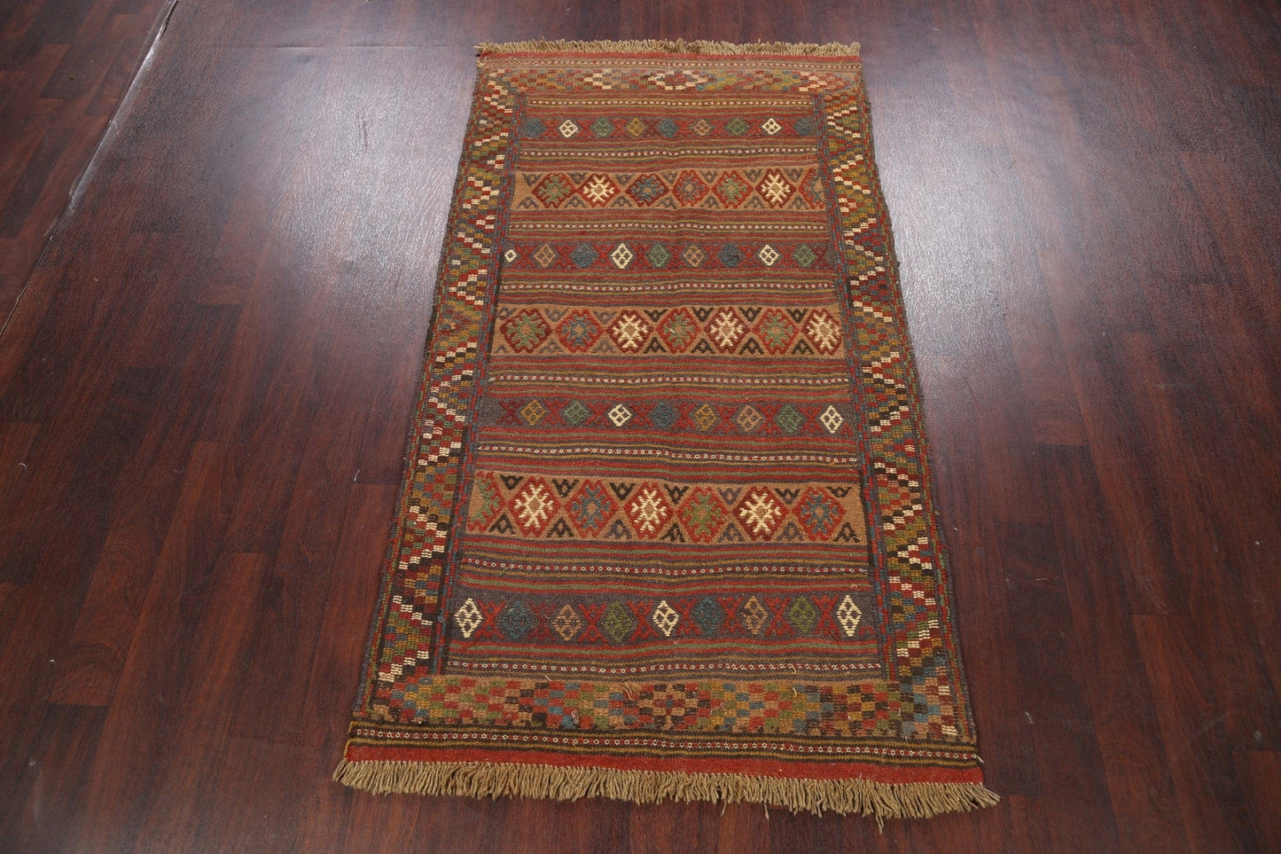 Tribal Sumak Kilim Hand-Woven Persian Area Rug 4x7