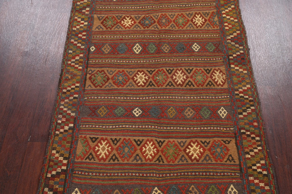 Tribal Sumak Kilim Hand-Woven Persian Area Rug 4x7