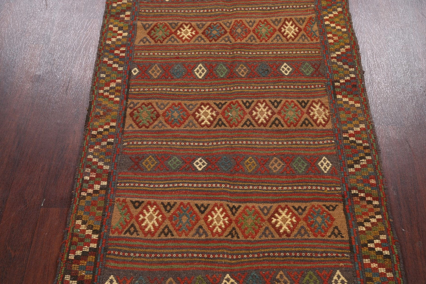 Tribal Sumak Kilim Hand-Woven Persian Area Rug 4x7