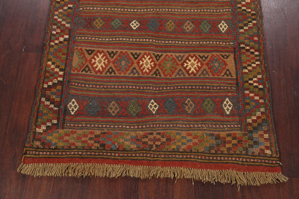 Tribal Sumak Kilim Hand-Woven Persian Area Rug 4x7