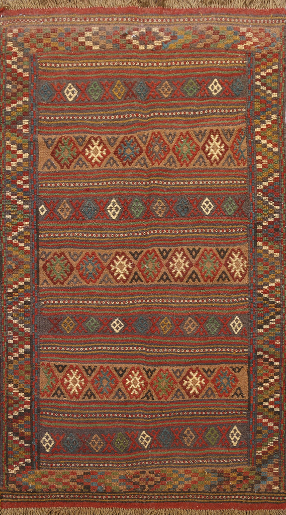 Tribal Sumak Kilim Hand-Woven Persian Area Rug 4x7