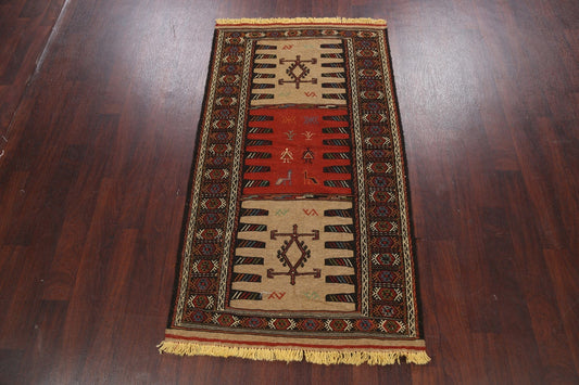 Tribal Sumak Kilim Hand-Woven Persian Area Rug 3x6