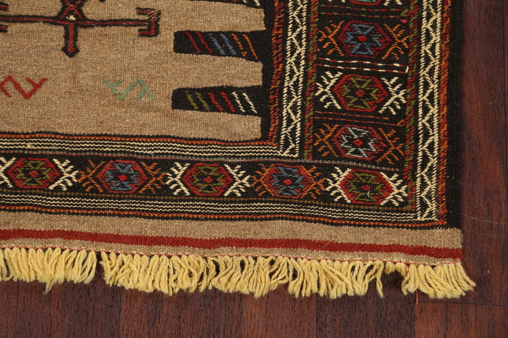 Tribal Sumak Kilim Hand-Woven Persian Area Rug 3x6