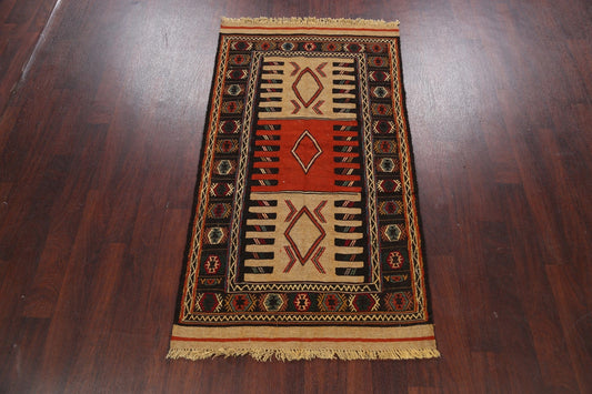 Tribal Sumak Kilim Hand-Woven Persian Area Rug 3x6