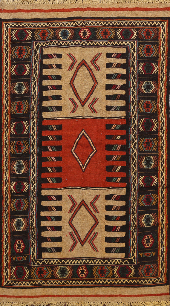 Tribal Sumak Kilim Hand-Woven Persian Area Rug 3x6