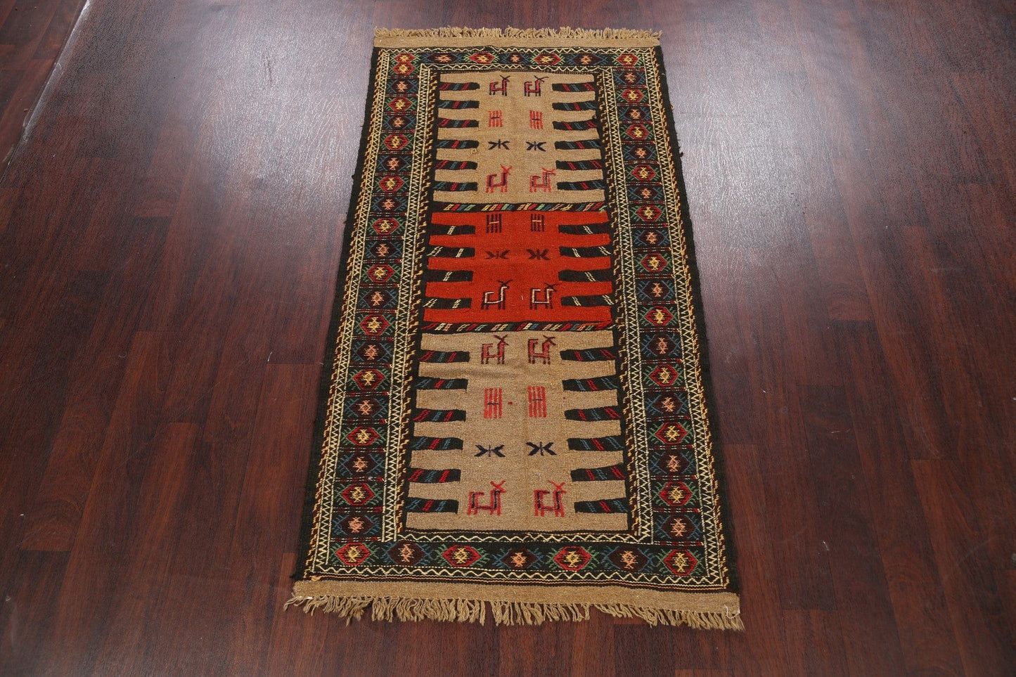 Tribal Sumak Kilim Hand-Woven Persian Area Rug 3x6