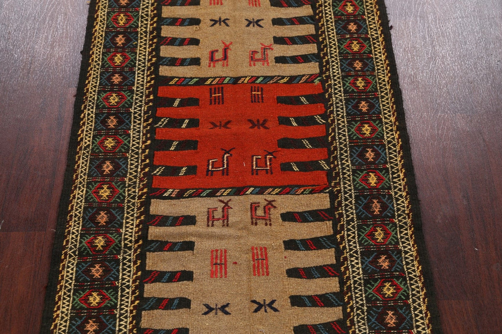 Tribal Sumak Kilim Hand-Woven Persian Area Rug 3x6