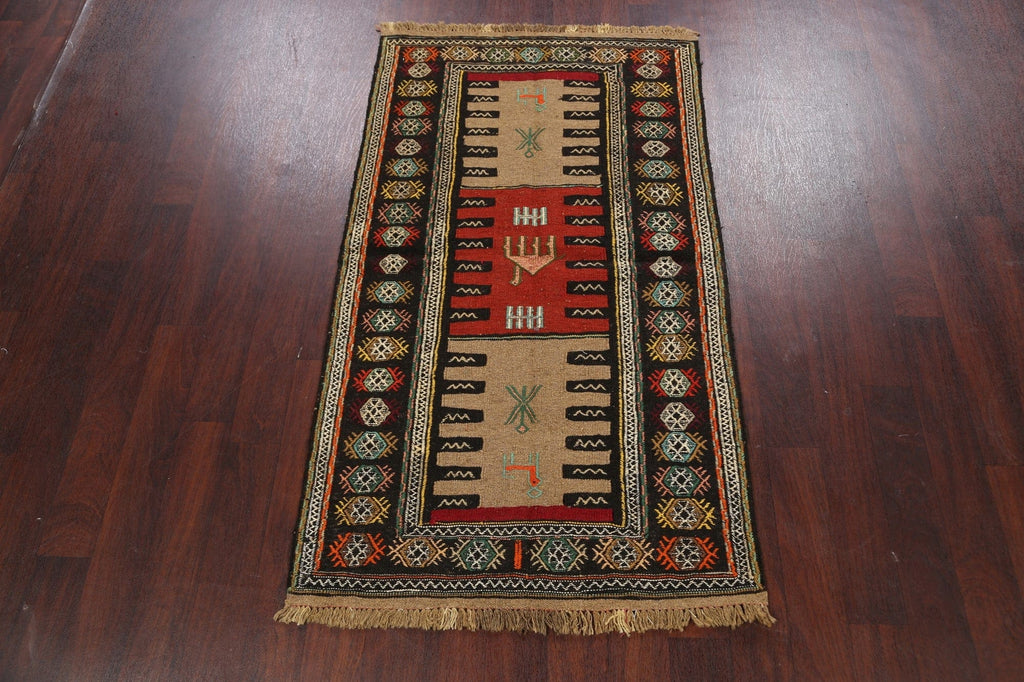 Tribal Sumak Kilim Hand-Woven Persian Area Rug 3x6