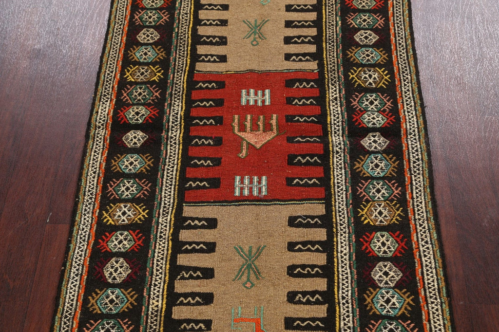 Tribal Sumak Kilim Hand-Woven Persian Area Rug 3x6