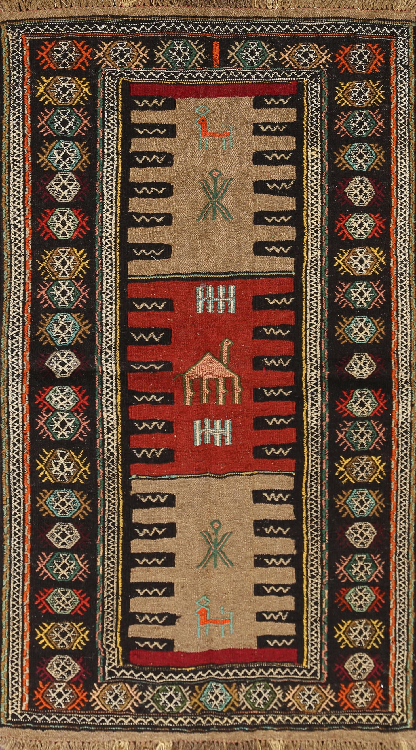 Tribal Sumak Kilim Hand-Woven Persian Area Rug 3x6