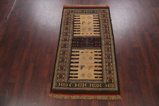 Tribal Geometric Sumak Kilim Hand-Woven Persian Area Rug 3x6