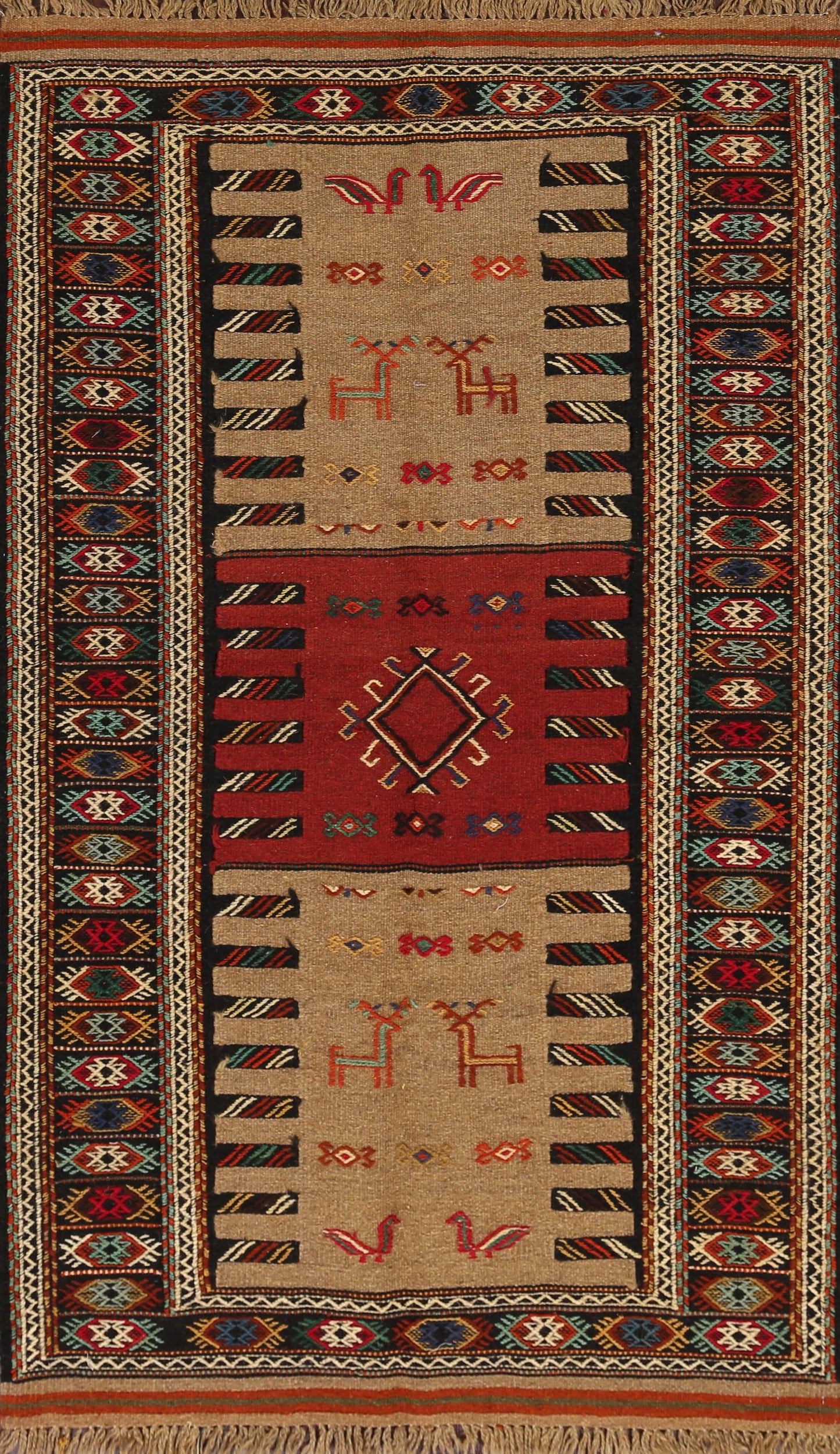 Tribal Sumak Kilim Hand-Woven Persian Area Rug 4x6