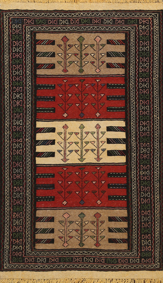 Tribal Sumak Kilim Hand-Woven Persian Area Rug 4x6