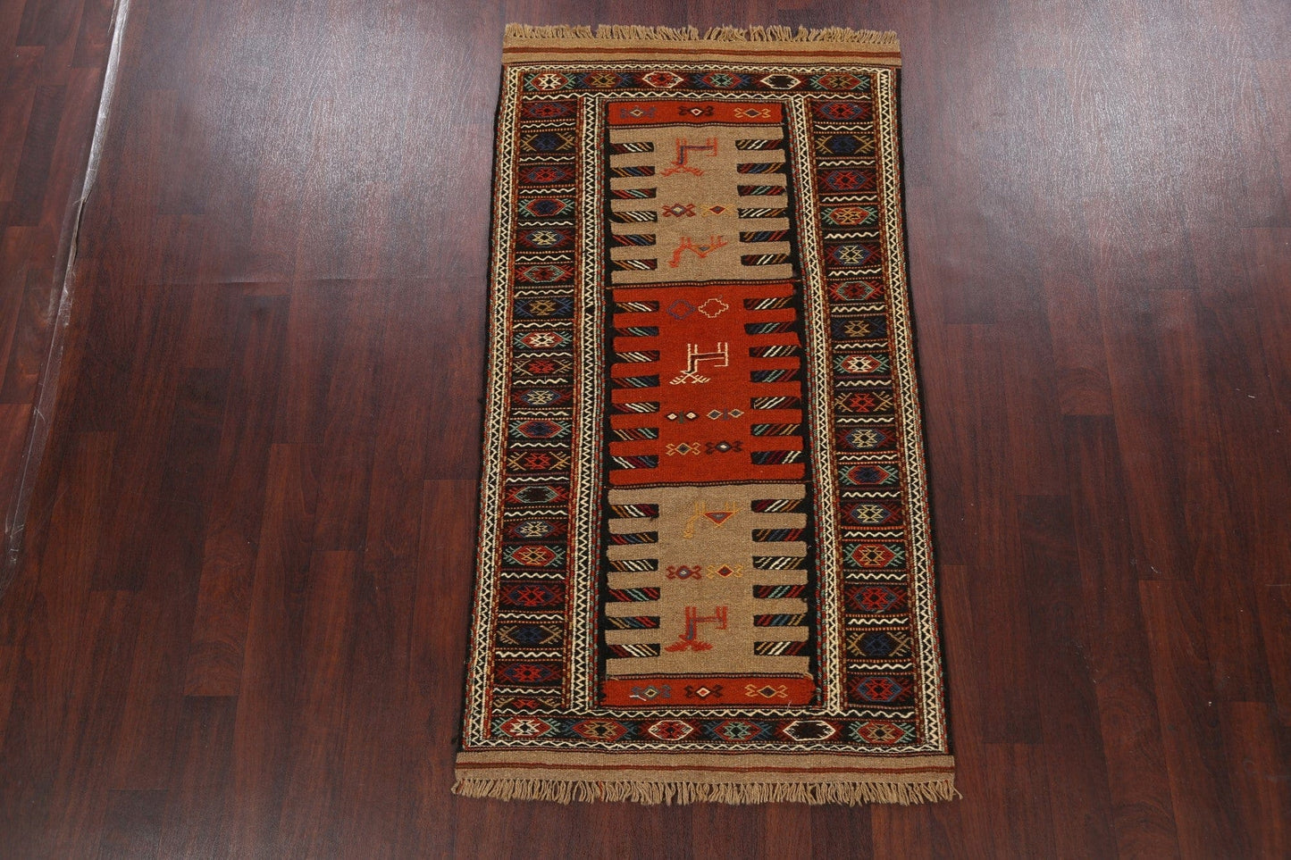 Tribal Sumak Kilim Hand-Woven Persian Area Rug 3x6