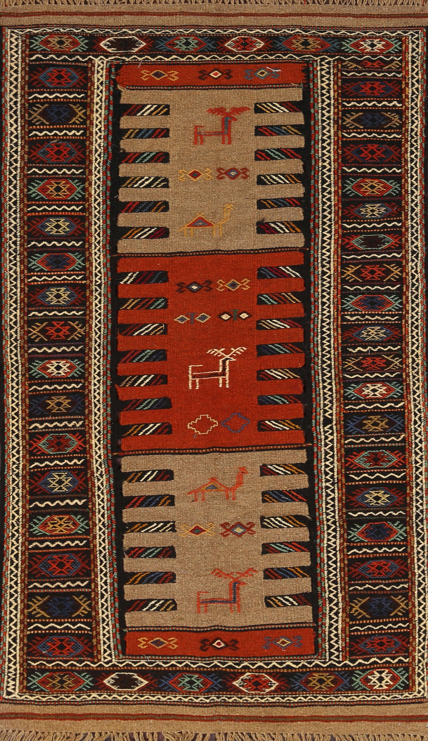 Tribal Sumak Kilim Hand-Woven Persian Area Rug 3x6