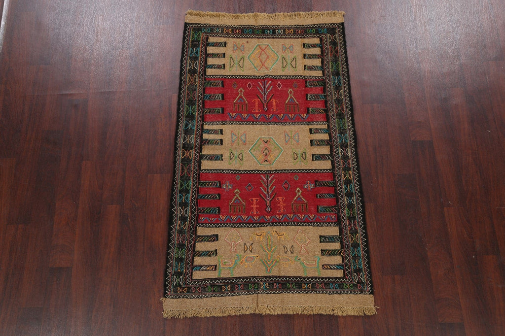 Tribal Sumak Kilim Hand-Woven Persian Area Rug 3x6