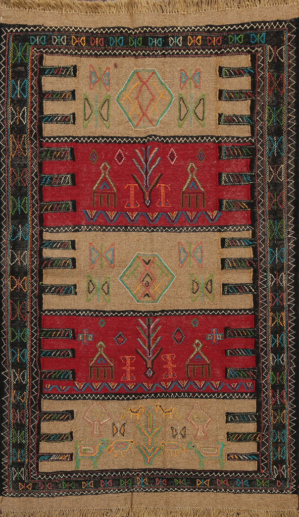 Tribal Sumak Kilim Hand-Woven Persian Area Rug 3x6