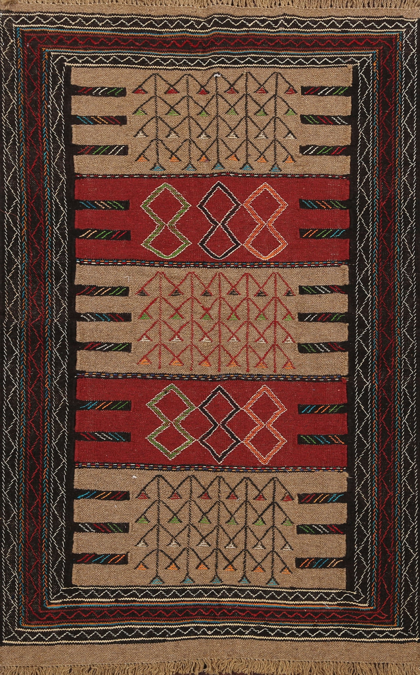 Tribal Sumak Kilim Hand-Woven Persian Area Rug 4x6