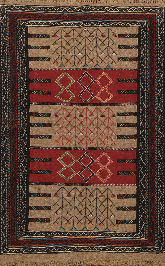 Tribal Sumak Kilim Hand-Woven Persian Area Rug 4x6