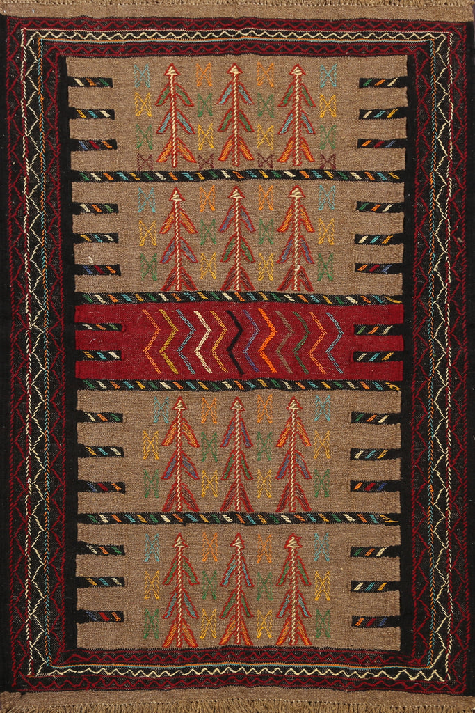 Tribal Sumak Kilim Hand-Woven Persian Area Rug 4x6