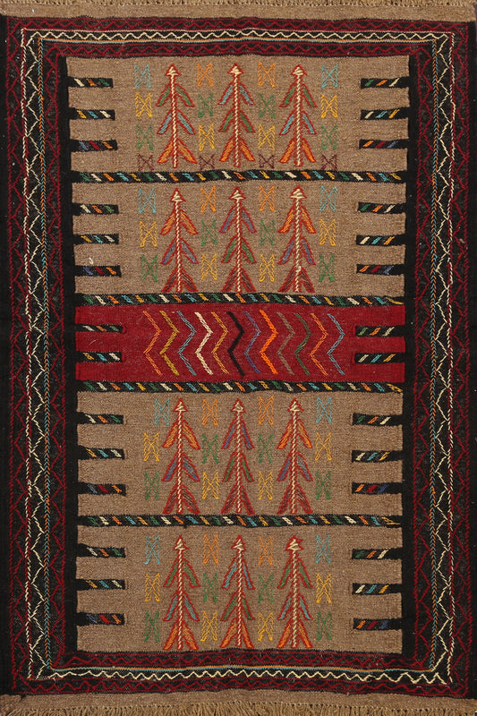 Tribal Sumak Kilim Hand-Woven Persian Area Rug 4x6