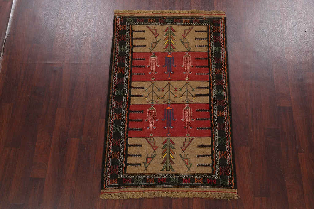 Tribal Sumak Kilim Hand-Woven Persian Area Rug 4x6