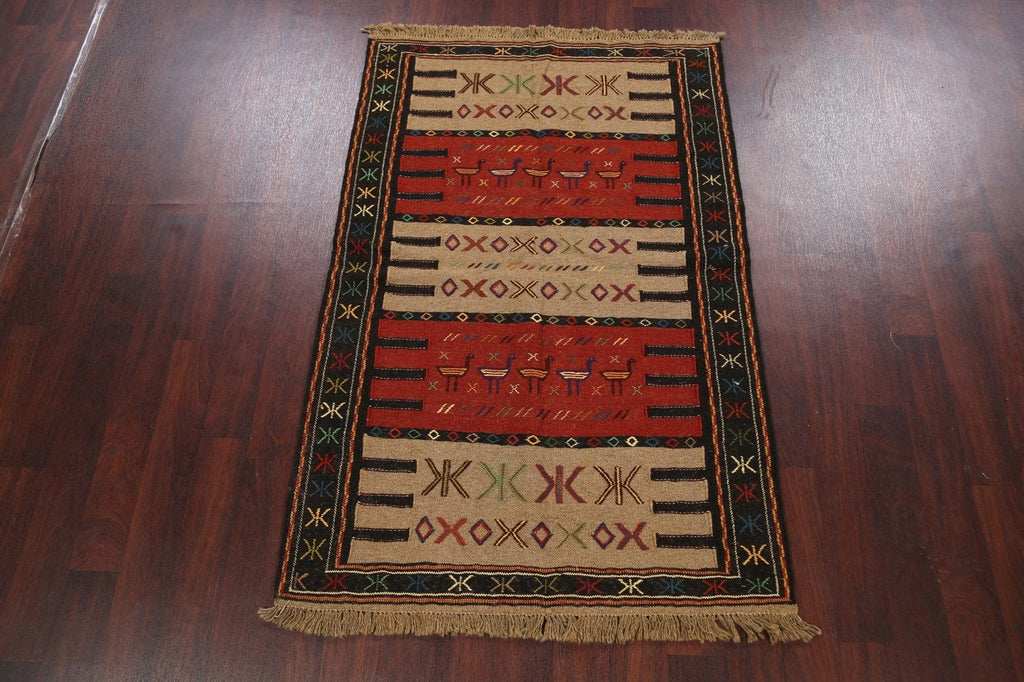 Tribal Sumak Kilim Hand-Woven Persian Area Rug 4x6