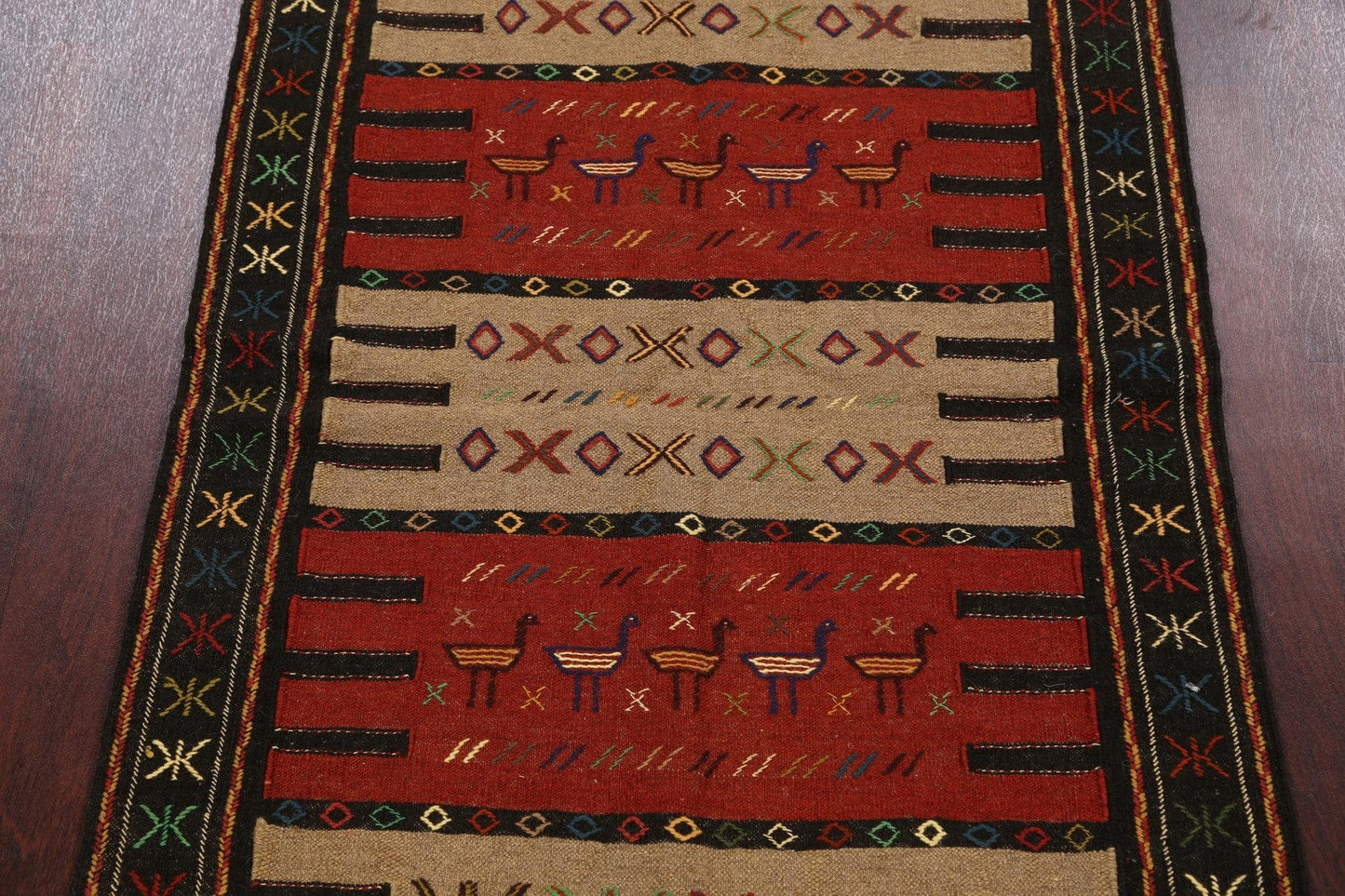 Tribal Sumak Kilim Hand-Woven Persian Area Rug 4x6