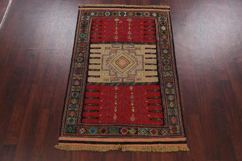 Tribal Sumak Kilim Hand-Woven Persian Area Rug 4x6