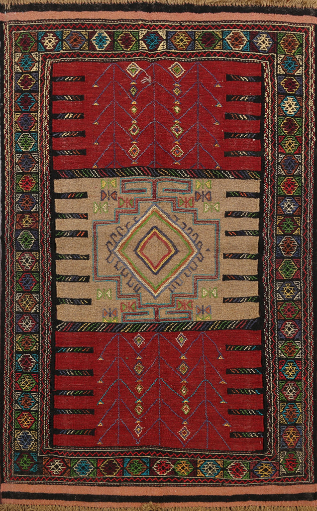 Tribal Sumak Kilim Hand-Woven Persian Area Rug 4x6